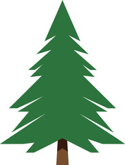 Green evergreen christmas tree vector illustration simple minimalist design for festive holidays and seasons vector