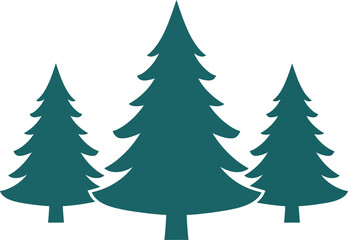 Stylized silhouette evergreen trees forest nature landscape minimalist design element vector