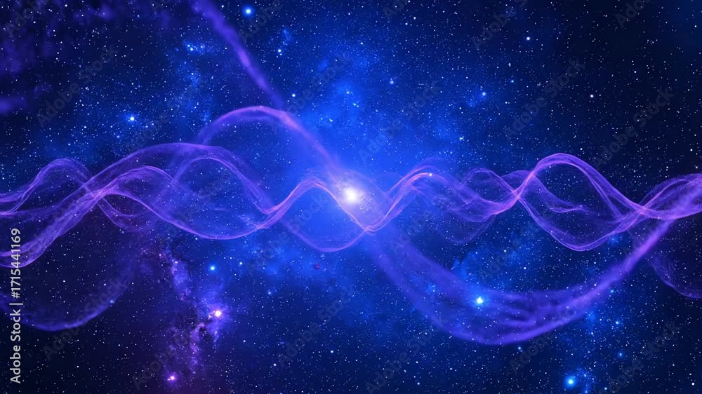 Poster abstract indigo energy waves pulsate and flow in a seamlessly looping cosmic blue galaxy pattern pul