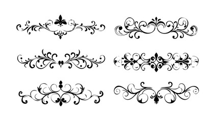 Obraz premium Elegant Black and White Vintage Floral Ornaments A Collection of Ten Decorative Swirls and Flourishes