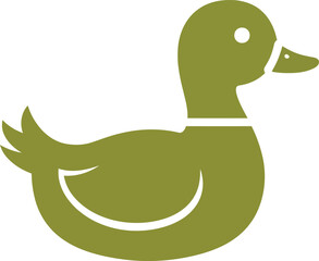 Cute olive green duck icon simple illustration animal art nature wildlife silhouette graphics vector