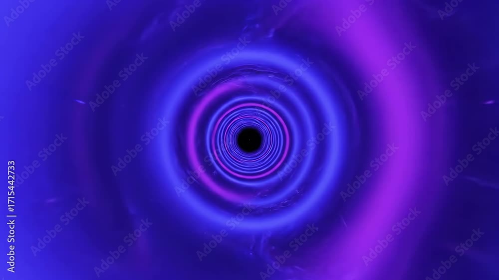 Wall mural abstract seamlessly looping video of a glowing ultraviolet tunnel warping and shifting portal, techn