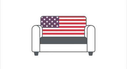 Modern armchair upholstered with iconic american flag design for patriotic home decor vector
