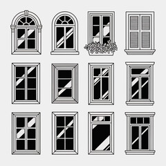 set of windows vector illustration