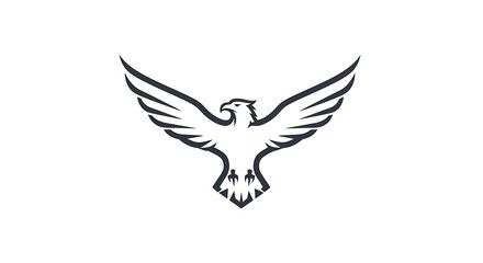 Majestic eagle soaring with wings spread wide against a clean white background, symbolizing freedom and power.