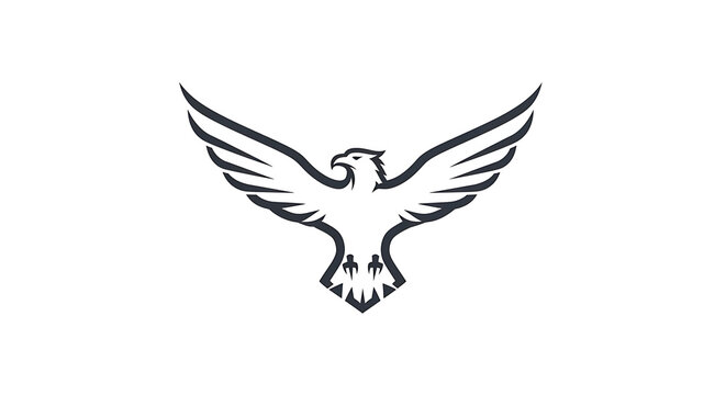Majestic eagle soaring with wings spread wide against a clean white background, symbolizing freedom and power.