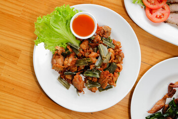 Savory Plate: An overhead shot showcases a meticulously arranged plate filled with a flavorful culinary creation.
