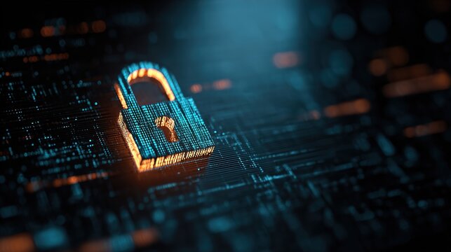 "Cybersecurity Digital Lock &ndash; Data Protection and Internet Security Concept"