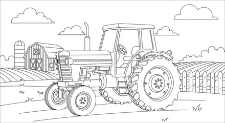 Farm tractor coloring page