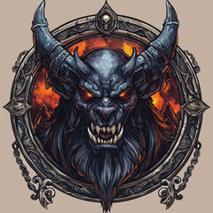  Dark Armored Beast Head in Frame | Menacing Fantasy Creature Vector Art