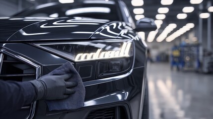 Black Car Detailing In Factory