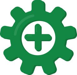 Vector illustration of a green safety first symbol with a white cross. The design represents workplace safety, industrial health, and accident prevention. Suitable for signage, posters, and awareness 