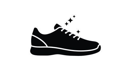 A sleek black sneaker icon with sparkle effects modern design simplicity