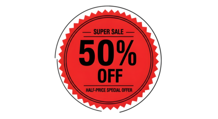 Grab your deals now with 50 percent off, super sale, half-price special offer, time limitedisolated on transparent background