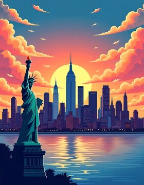 Panorama of New York illustration