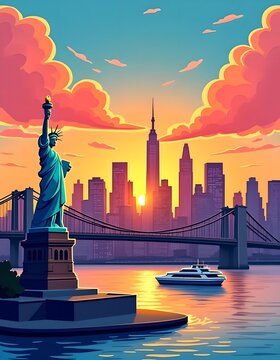 Panorama of New York illustration