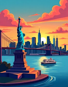 Panorama of New York illustration