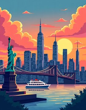 Panorama of New York illustration