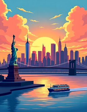 Panorama of New York illustration