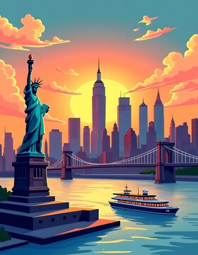 Panorama of New York illustration