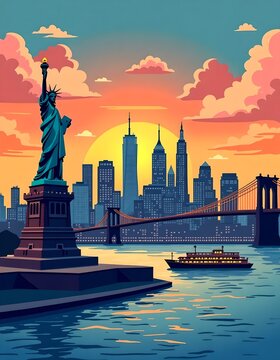 Panorama of New York illustration