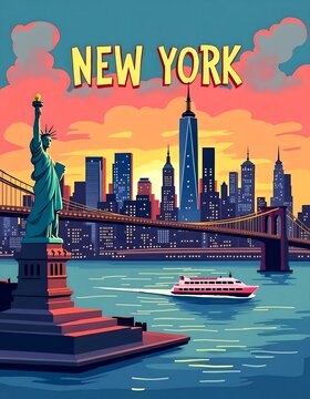 Panorama of New York illustration