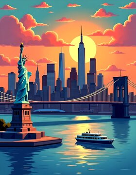Panorama of New York illustration