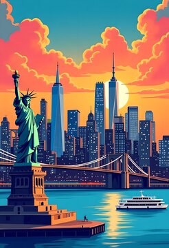 Panorama of New York illustration