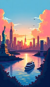 Panorama of New York illustration