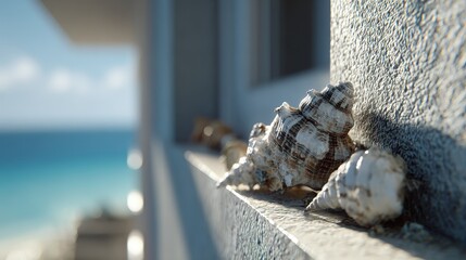 Seashells On Beachside Railing