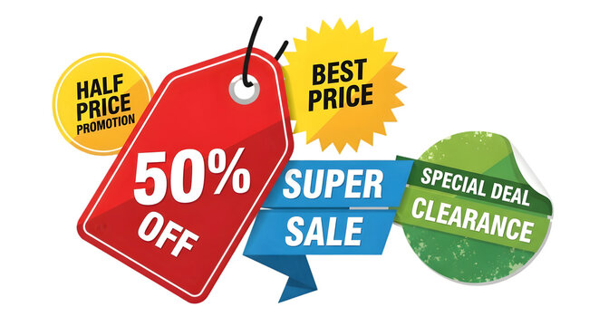 Exciting summer sale offers 50% off for retail promotion and special deals, grab amazing discountsisolated on transparent background