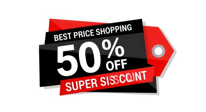 Enjoy best price shopping with super discount of 50 percent off, limited time offer, hurry nowisolated on transparent background