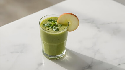 Fototapeta premium Refreshing green smoothie recipe kitchen food photography bright environment close-up healthy living