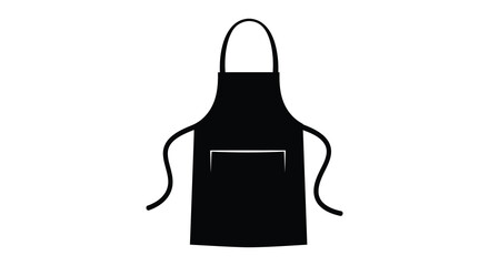 Simple black apron illustration with long ties isolated on a white background