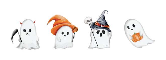Halloween Ghost watercolor elements vector design