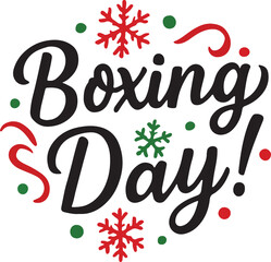 Boxing Day Text with Festive Holiday Elements Vector Illustration