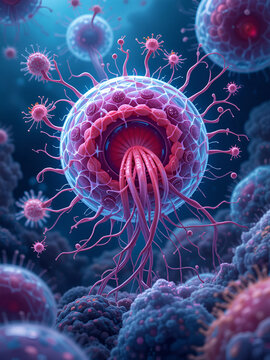 Phagocytosis - Process for nutrition in unicellular organisms, while in multicellular organisms it is found in specialized cells called phagocytes - Cell Medical Vector Illustration