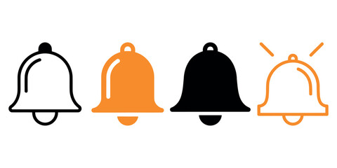 Vector art of four notification bell icons in different styles