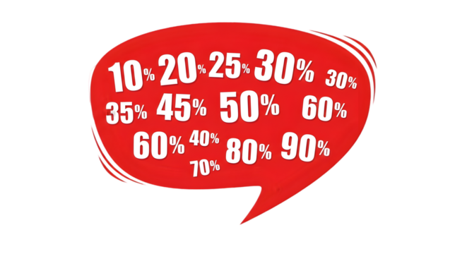 Exciting sale discounts of 10% to 90% off, grab the deal now, limited time offer, don't miss outisolated on transparent background