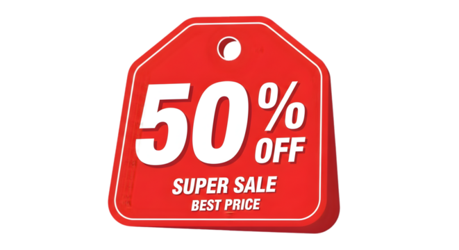 Don't miss out: Super sale! Get 50% off, best price! Grab this limited-time promotion todayisolated on transparent background