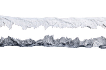 Torn Gray Paper Texture with Ragged Edges on Transparent Background