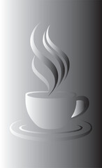 Elegant Coffee Cup Icon with Steam in Monochrome Design