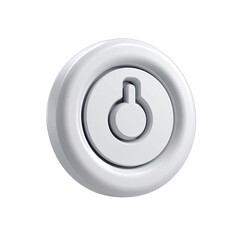 White circular button with power symbol