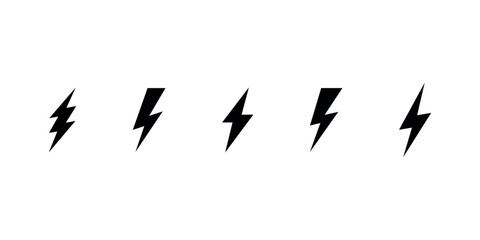 Collection of Dynamic Lightning Bolt Vector Icons for Energy, Power, and Electrical Concepts