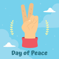 Peace Hand Gesture Illustration for International Peace Day