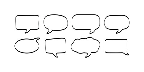 Hand Drawn Speech Bubbles Vector Set: Blank Chat Boxes for Dialogue and Communication