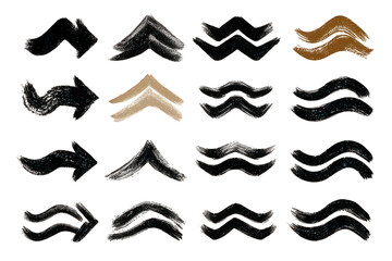 Abstract Watercolor Wave Set: Black Brown and Beige Glitter Texture