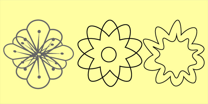 Set of geometric outlines design vector templates in stars, flowers, mosque dome, Islamic tiles shape patterns. Created using AI CS3.