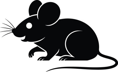 Fototapeta premium Black mouse silhouette rodent animal