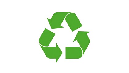 Obraz premium A bright green recycling symbol stands out against a plain white background.